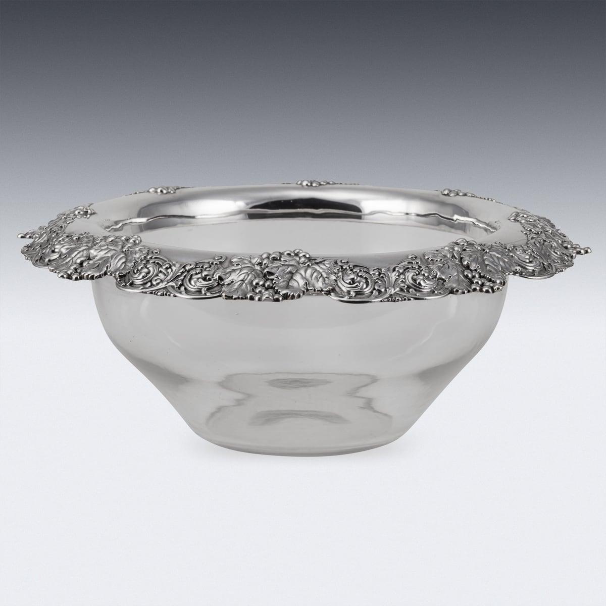 Other 20th Century Solid Silver & Glass Bowl By Tiffany & Co, New York For Sale