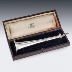 20th Century Solid Silver 'Hunting Horn' Table Lighter, London, C.1921