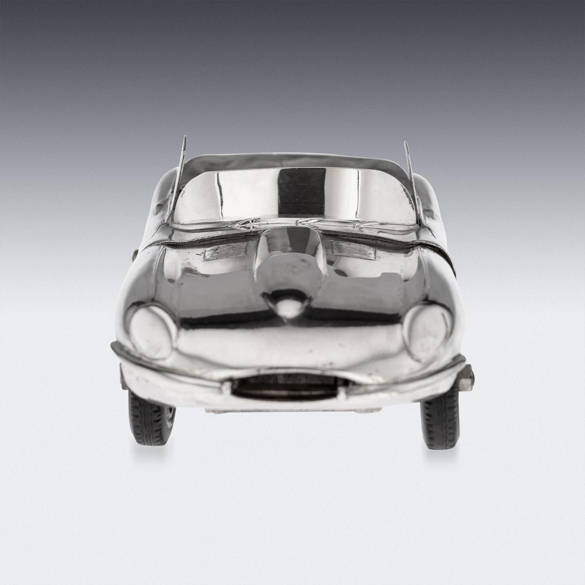20th Century Solid Silver Jaguar E-Type Model Of A Car, L Donati, c.1960 In Good Condition For Sale In Royal Tunbridge Wells, Kent