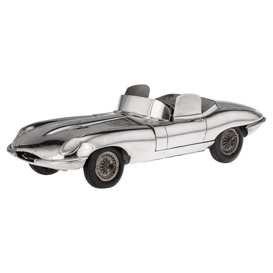 20th Century Solid Silver Jaguar E-Type Model Of A Car, L Donati, c.1960 For Sale