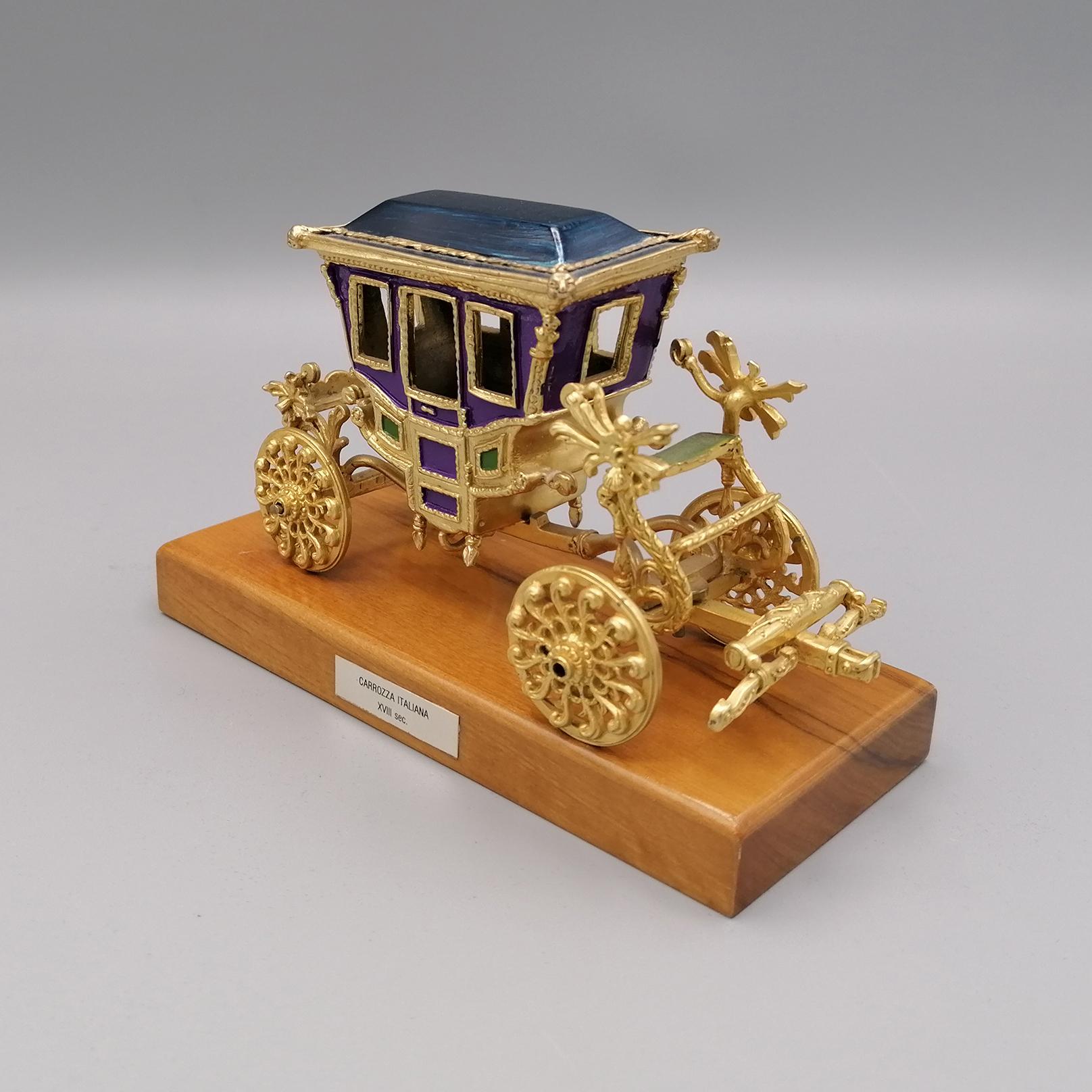 Italian 20th Century Solid Silver Miniature of Carriage For Sale