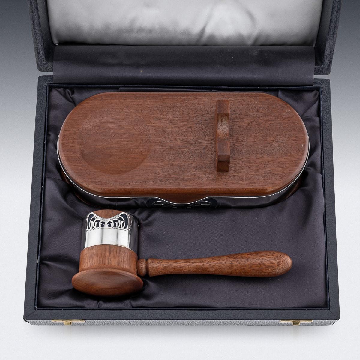 20th Century Solid Silver Mounted Auctioneers Gavel, London c.1989 For Sale 4