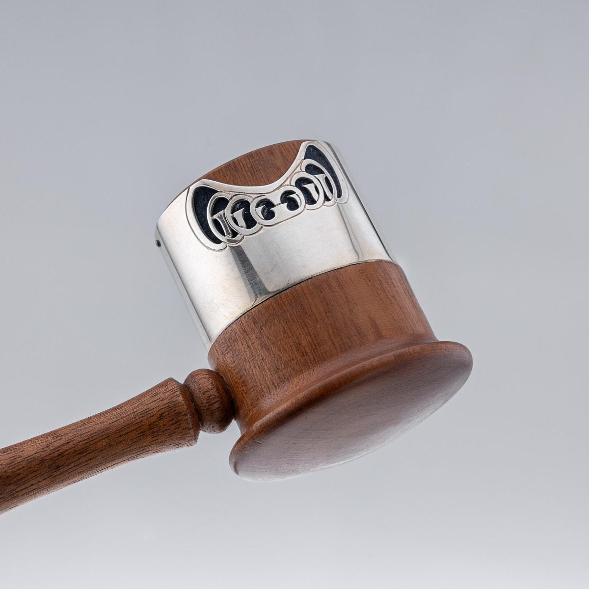 20th Century Solid Silver Mounted Auctioneers Gavel, London c.1989 For Sale 7