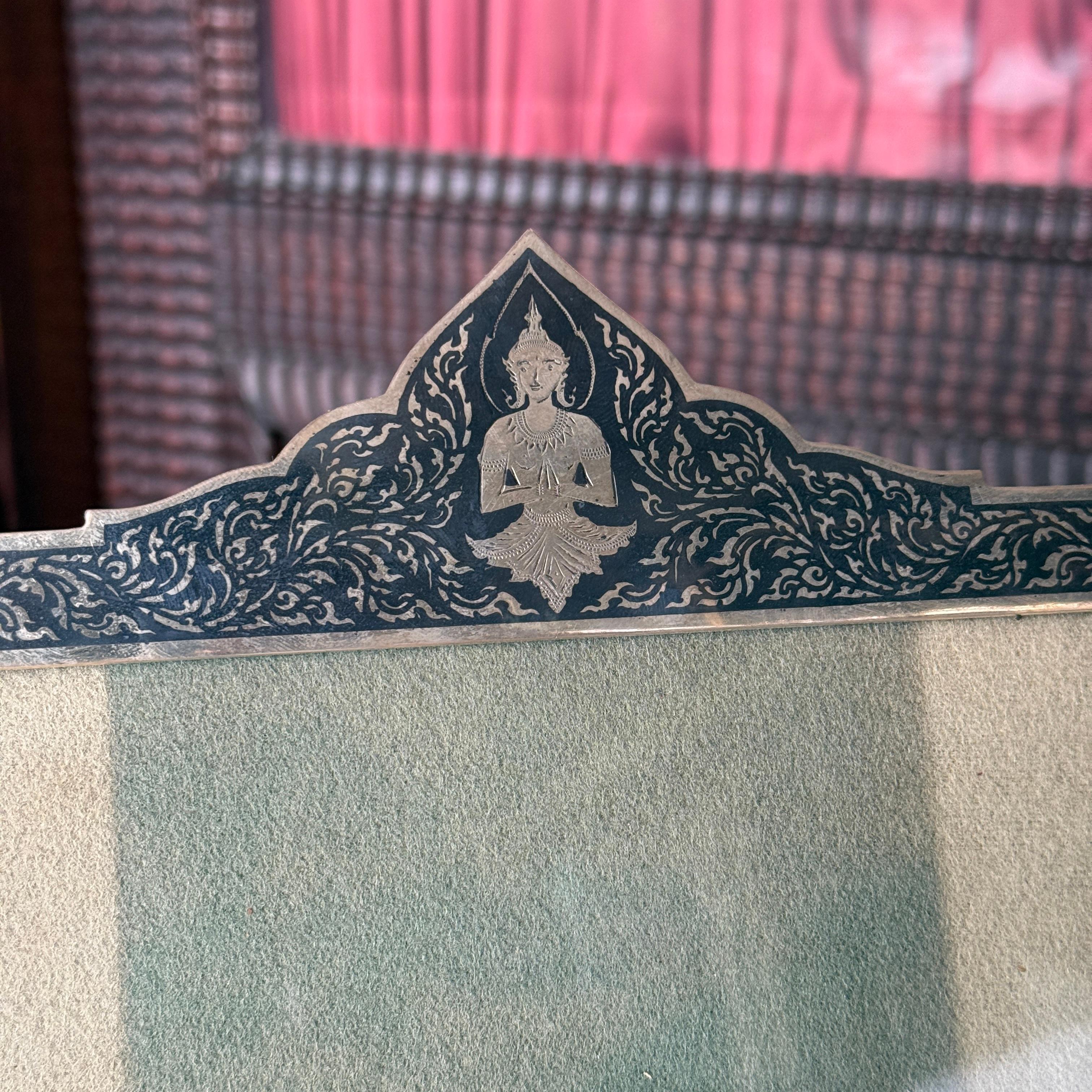 Thai 20th Century Solid Silver & Niello frame For Sale