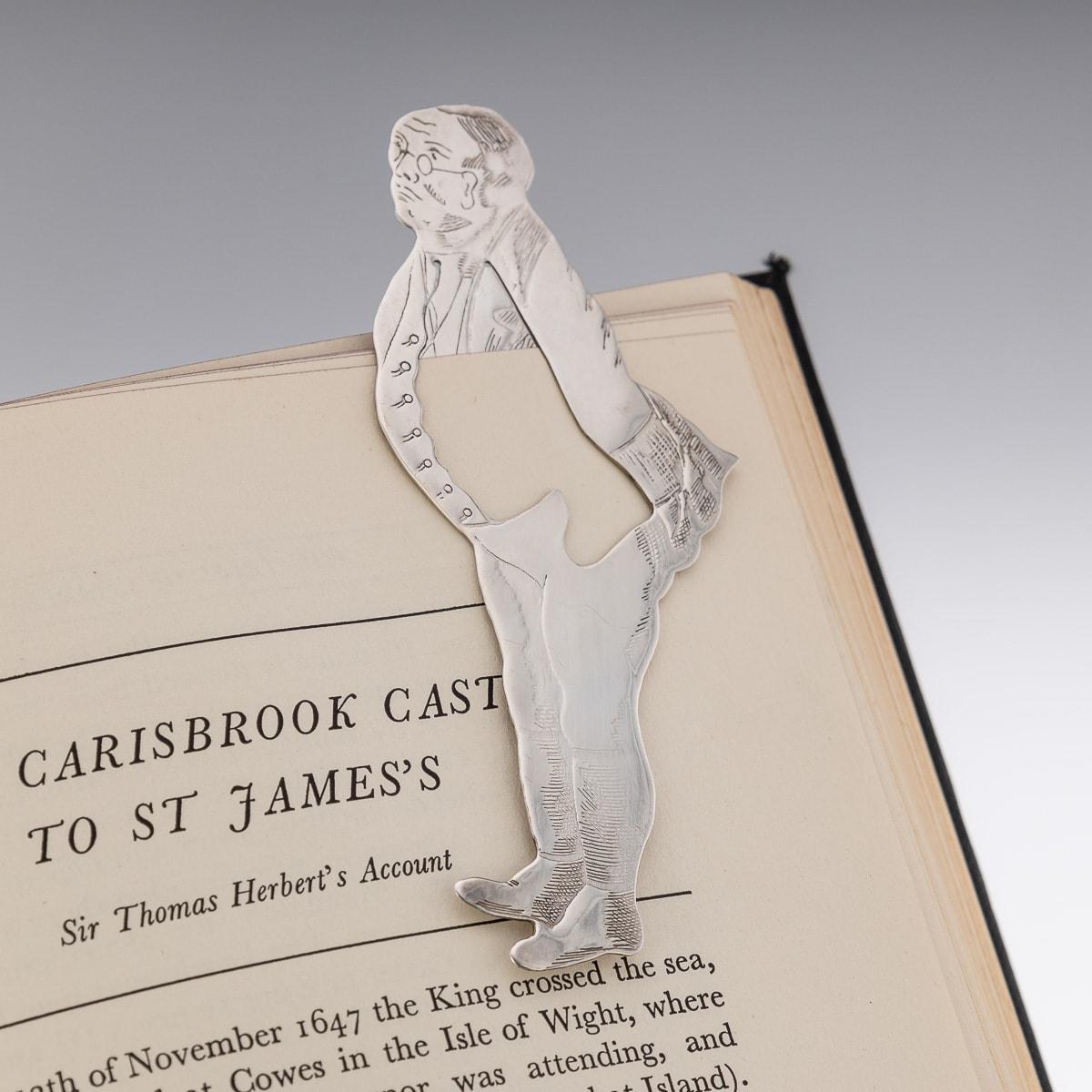 20th Century Solid Silver Novelty Bookmark Of Samuel Pickwick, London, c.1975 For Sale 1