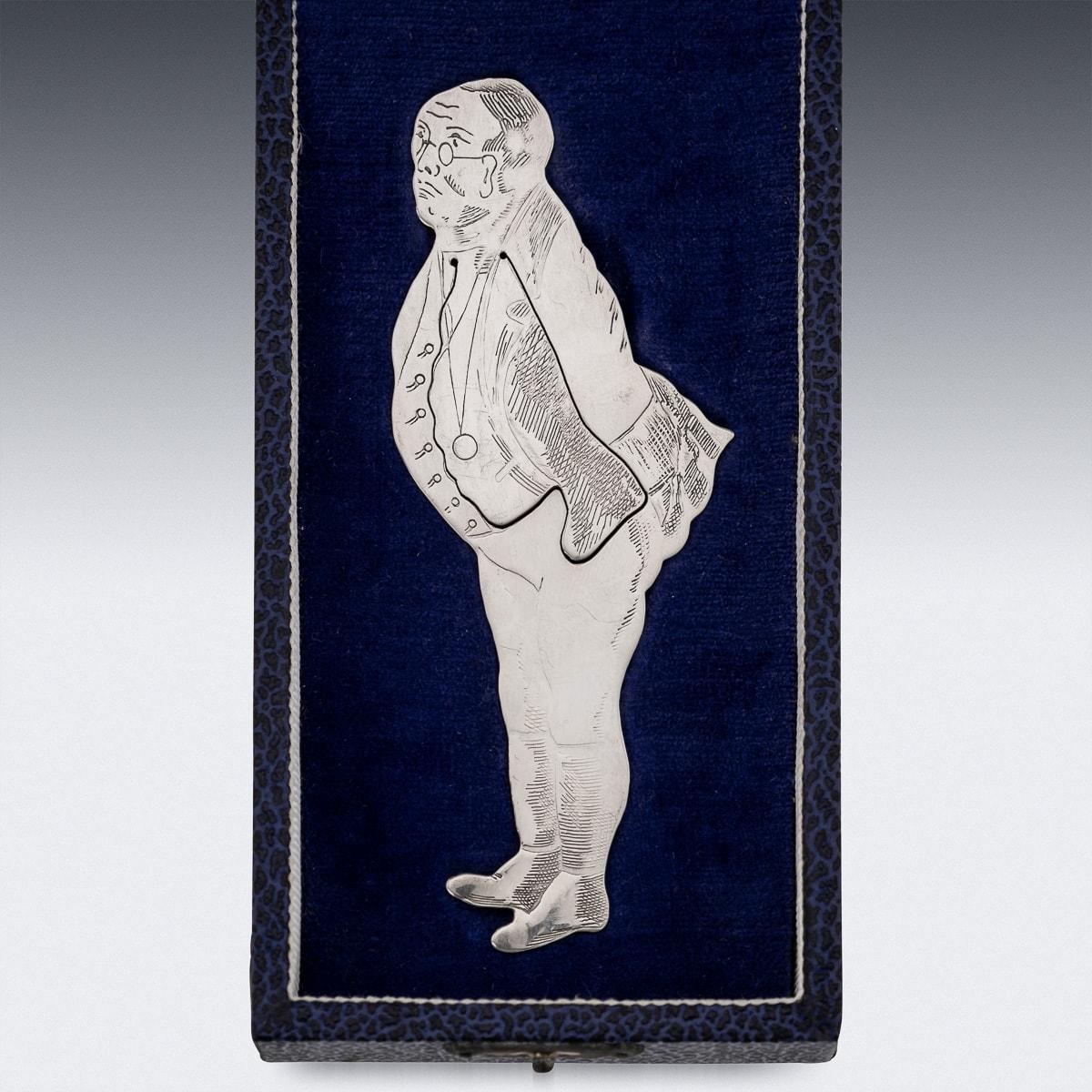 20th Century Solid Silver Novelty Bookmark Of Samuel Pickwick, London, c.1975 For Sale 2