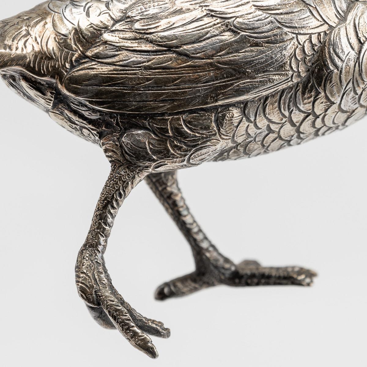 20th Century Solid Silver Ornamental Pheasants, Hanau, Germany For Sale 8