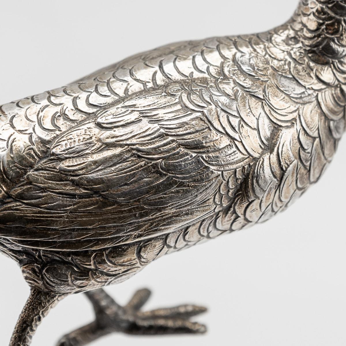 20th Century Solid Silver Ornamental Pheasants, Hanau, Germany 9