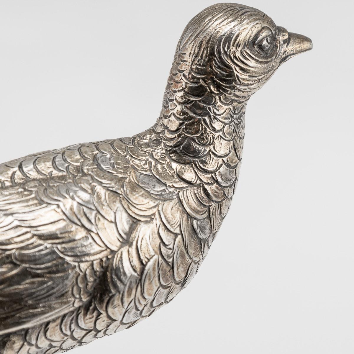 20th Century Solid Silver Ornamental Pheasants, Hanau, Germany For Sale 10