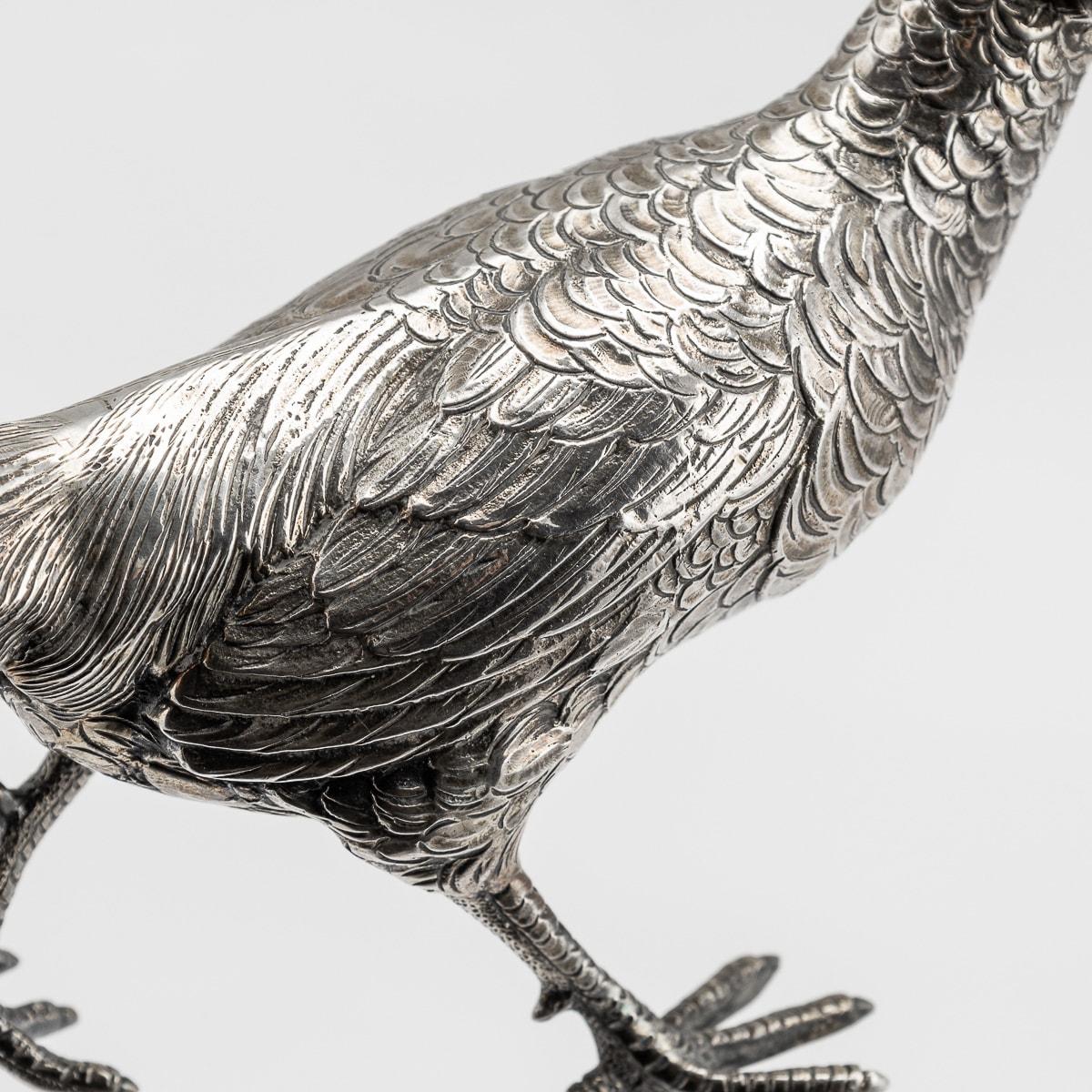20th Century Solid Silver Ornamental Pheasants, Hanau, Germany For Sale 12