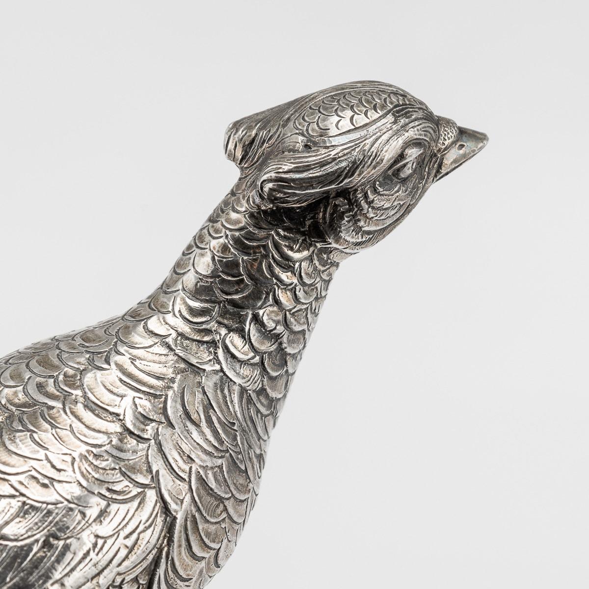 20th Century Solid Silver Ornamental Pheasants, Hanau, Germany 13