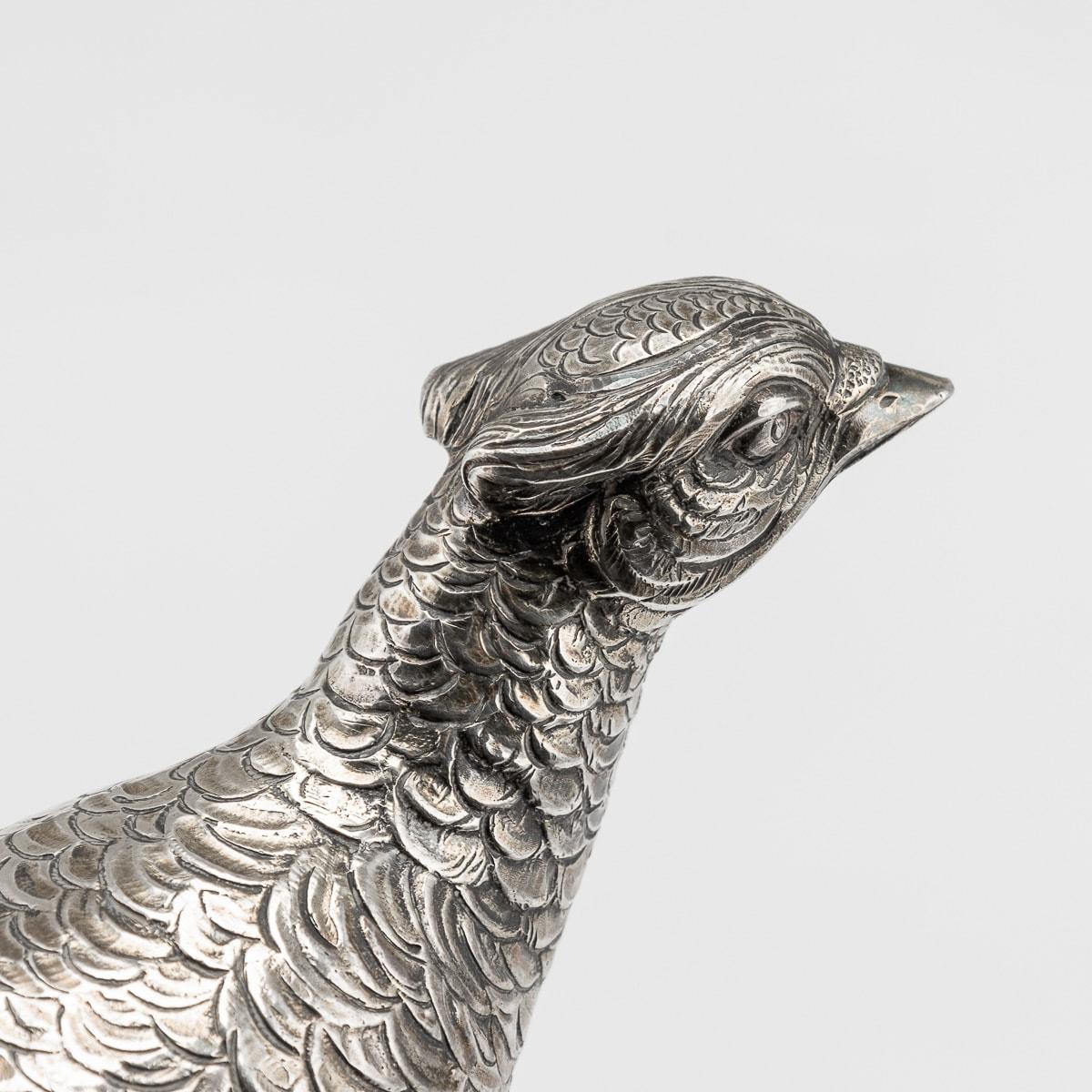 20th Century Solid Silver Ornamental Pheasants, Hanau, Germany 14