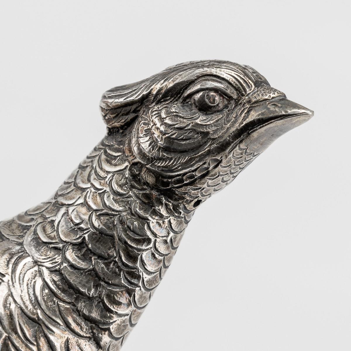 20th Century Solid Silver Ornamental Pheasants, Hanau, Germany 15