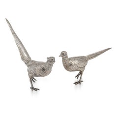 Ornamentale Pheasants aus massivem Silber des 20. Jahrhunderts, Hanau, Deutschland