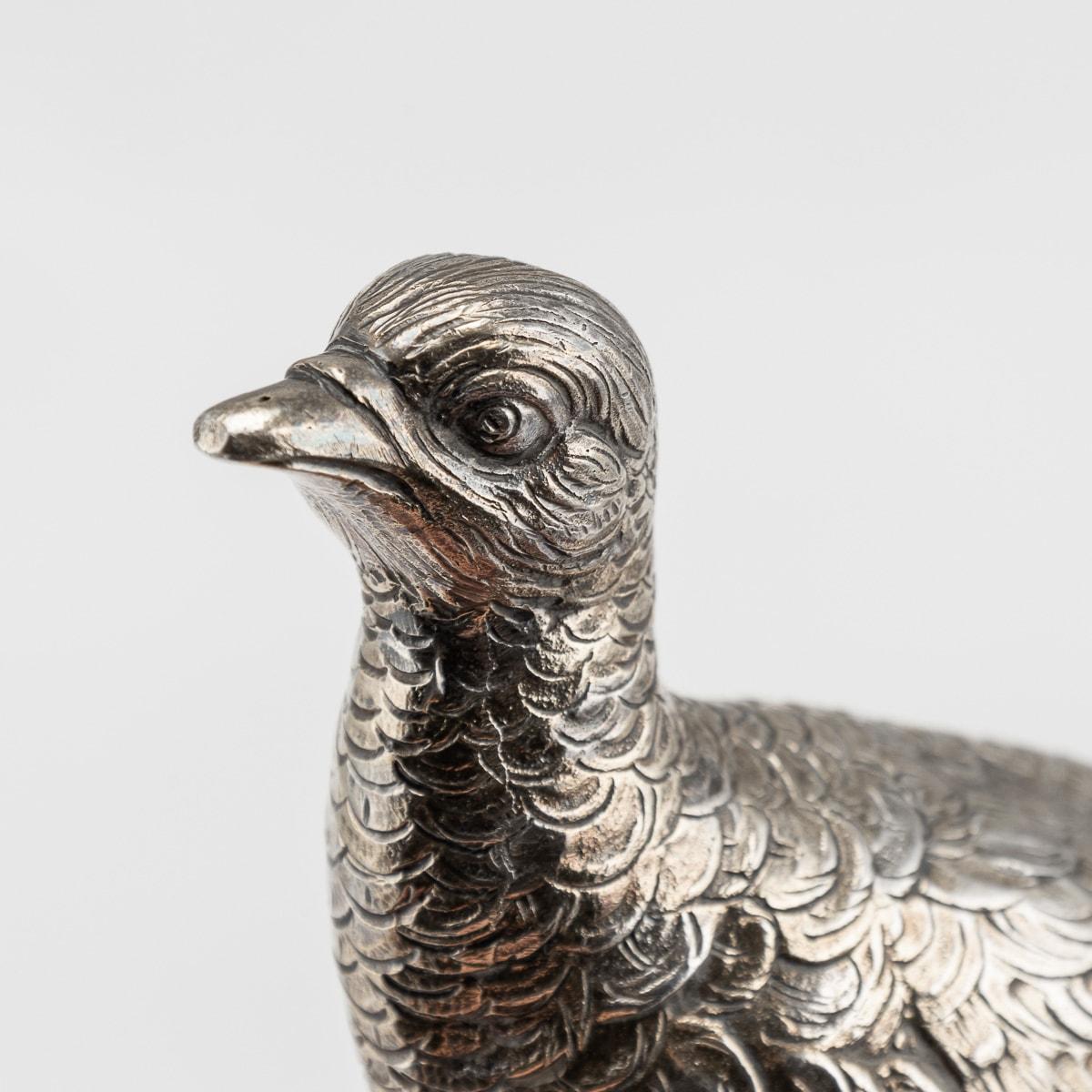 20th Century Solid Silver Ornamental Pheasants, Hanau, Germany 4