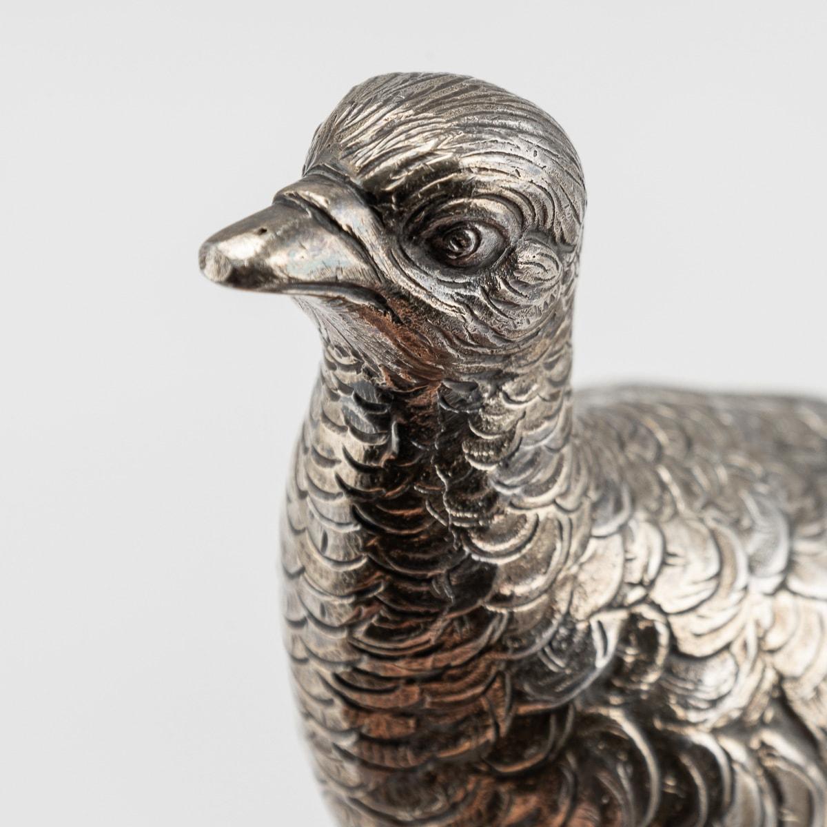 20th Century Solid Silver Ornamental Pheasants, Hanau, Germany For Sale 5