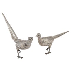Ornamentale Pheasants aus massivem Silber des 20. Jahrhunderts, Hanau, Deutschland