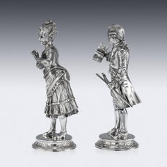 20th Century Solid Silver Pair of Figures by Garrard & Co, circa 1986