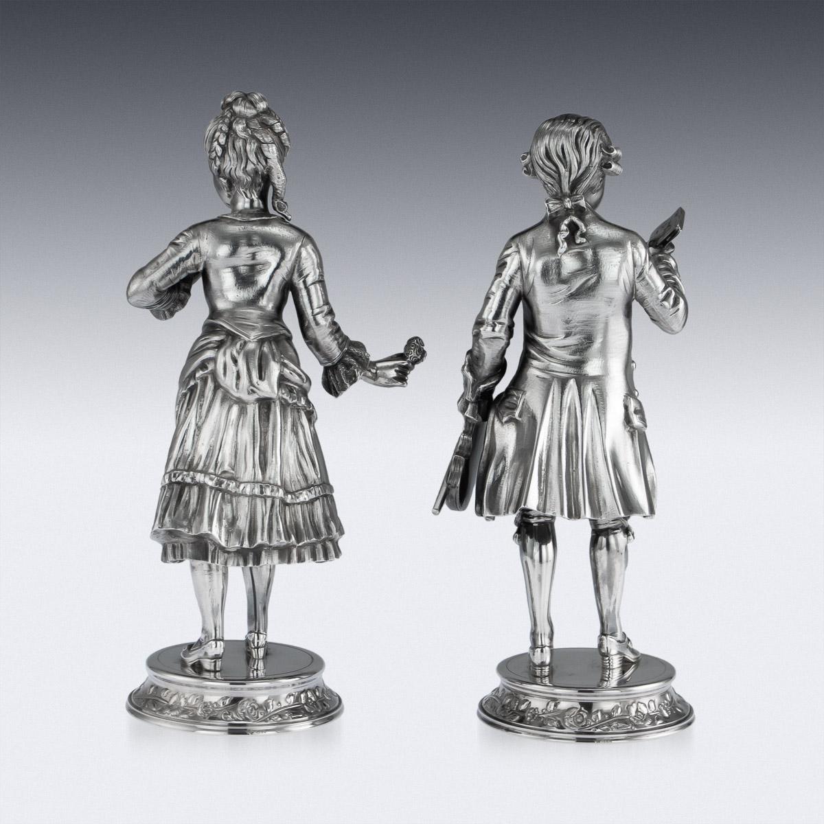 English 20th Century Solid Silver Pair of Figures by Garrard & Co, circa 1986