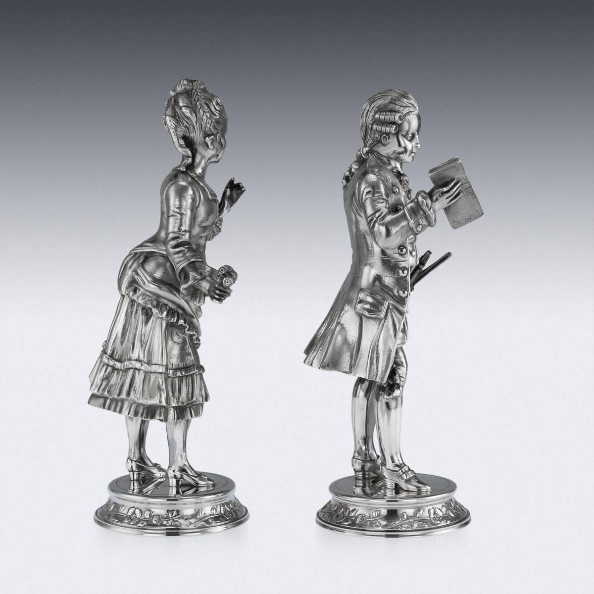 20th Century Solid Silver Pair of Figures by Garrard & Co, circa 1986 In Good Condition In Royal Tunbridge Wells, Kent