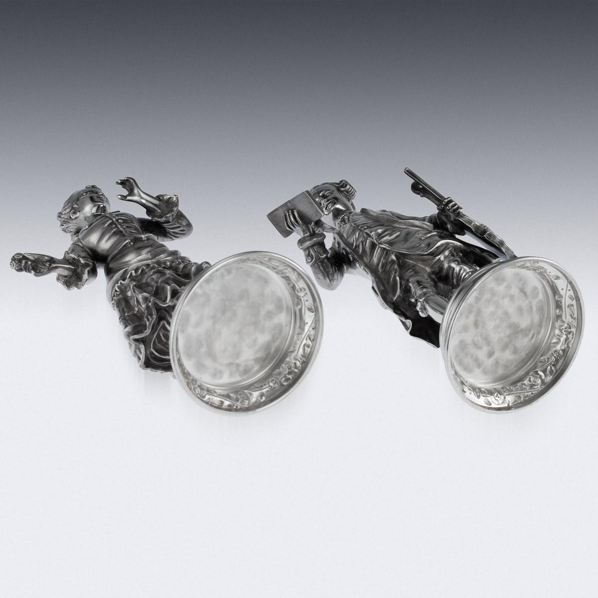 Sterling Silver 20th Century Solid Silver Pair of Figures by Garrard & Co, circa 1986