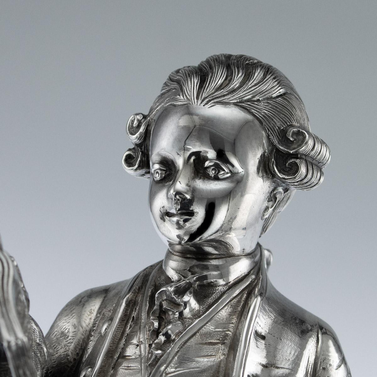 20th Century Solid Silver Pair of Figures by Garrard & Co, circa 1986 2
