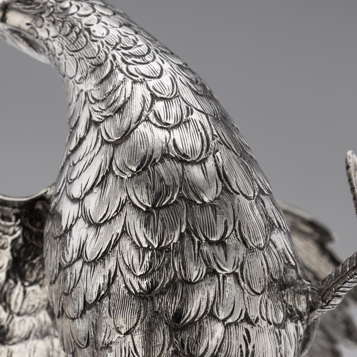20th Century Solid Silver Pair of Pheasant Ornamental Statues, c.1965 6