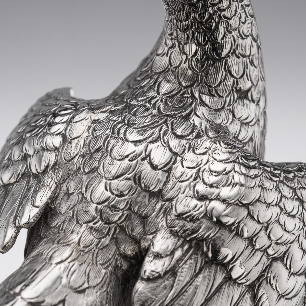 20th Century Solid Silver Pair of Pheasant Ornamental Statues, c.1965 7