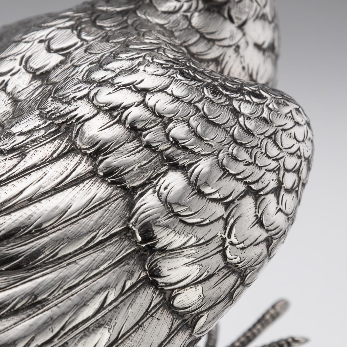 20th Century Solid Silver Pair of Pheasant Ornamental Statues, c.1965 12