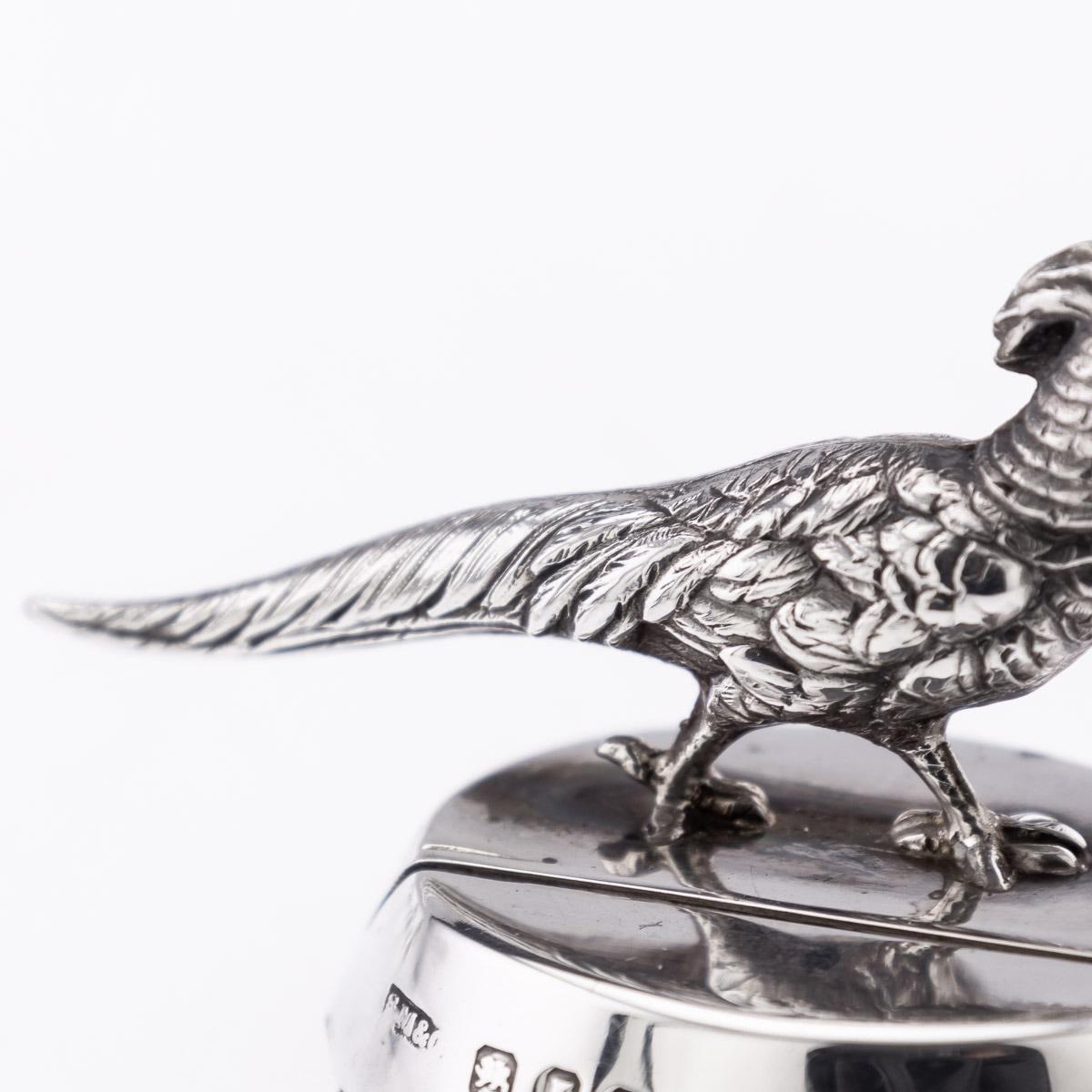 20th Century Solid Silver Pheasant Menu Holders, Sampson Mordan & Co, c.1921 For Sale 8