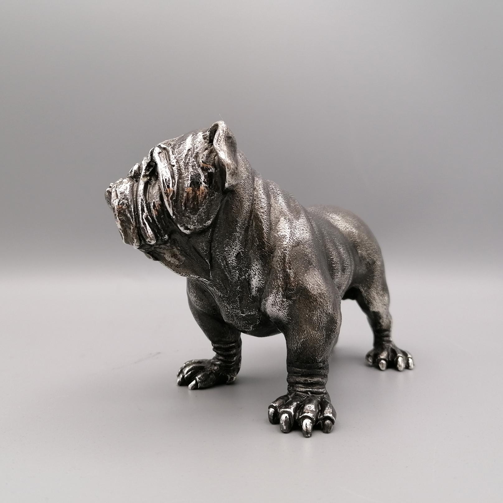 Cast 20th Century Solid Silver Sculpture of a Bulldog