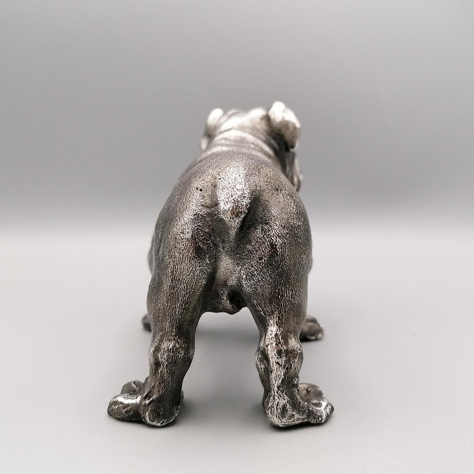Late 20th Century 20th Century Solid Silver Sculpture of a Bulldog