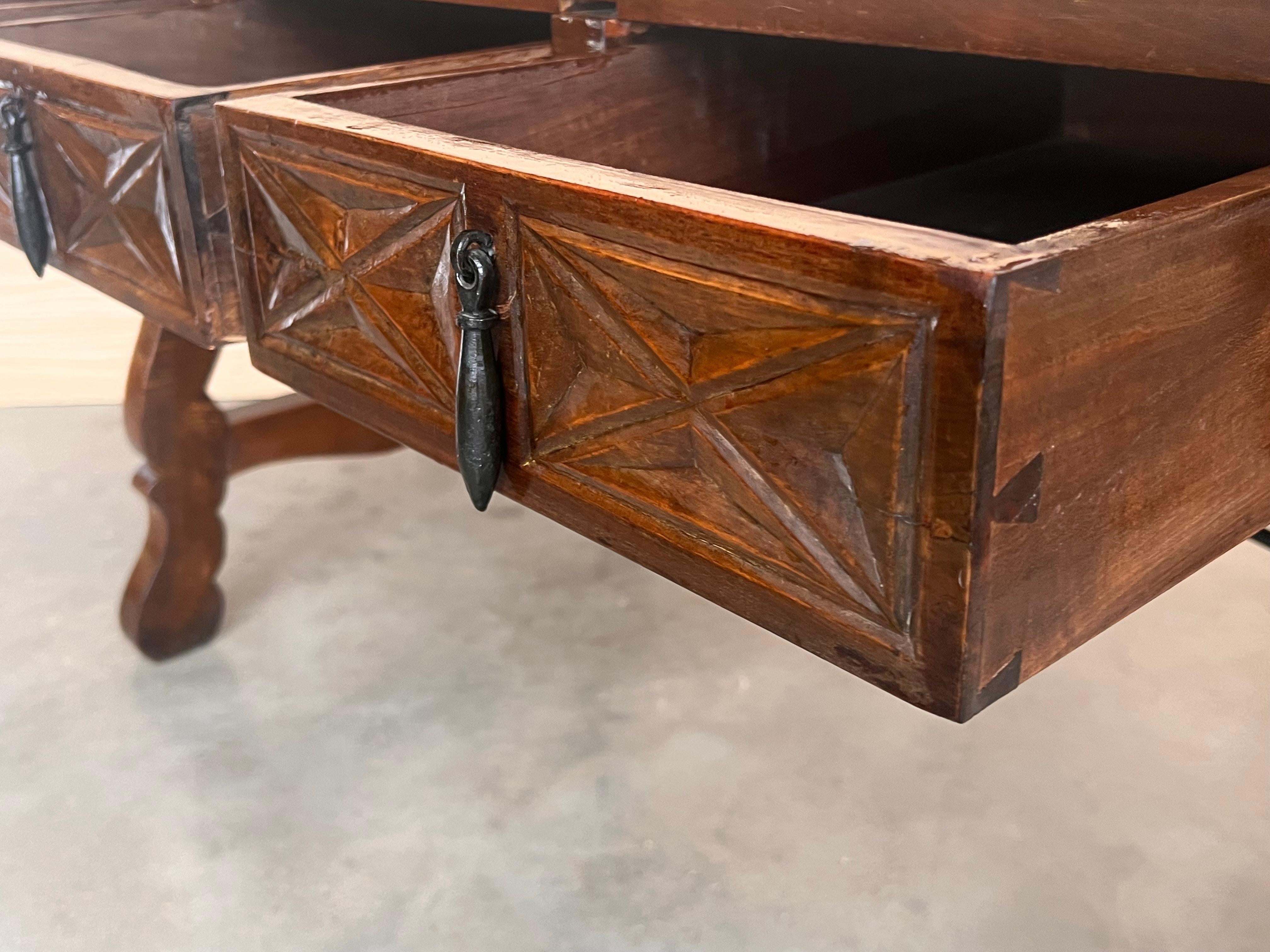 20th Century Solid Walnut Baroque Lyre-Leg Trestle Refectory Desk Writing Table For Sale 7