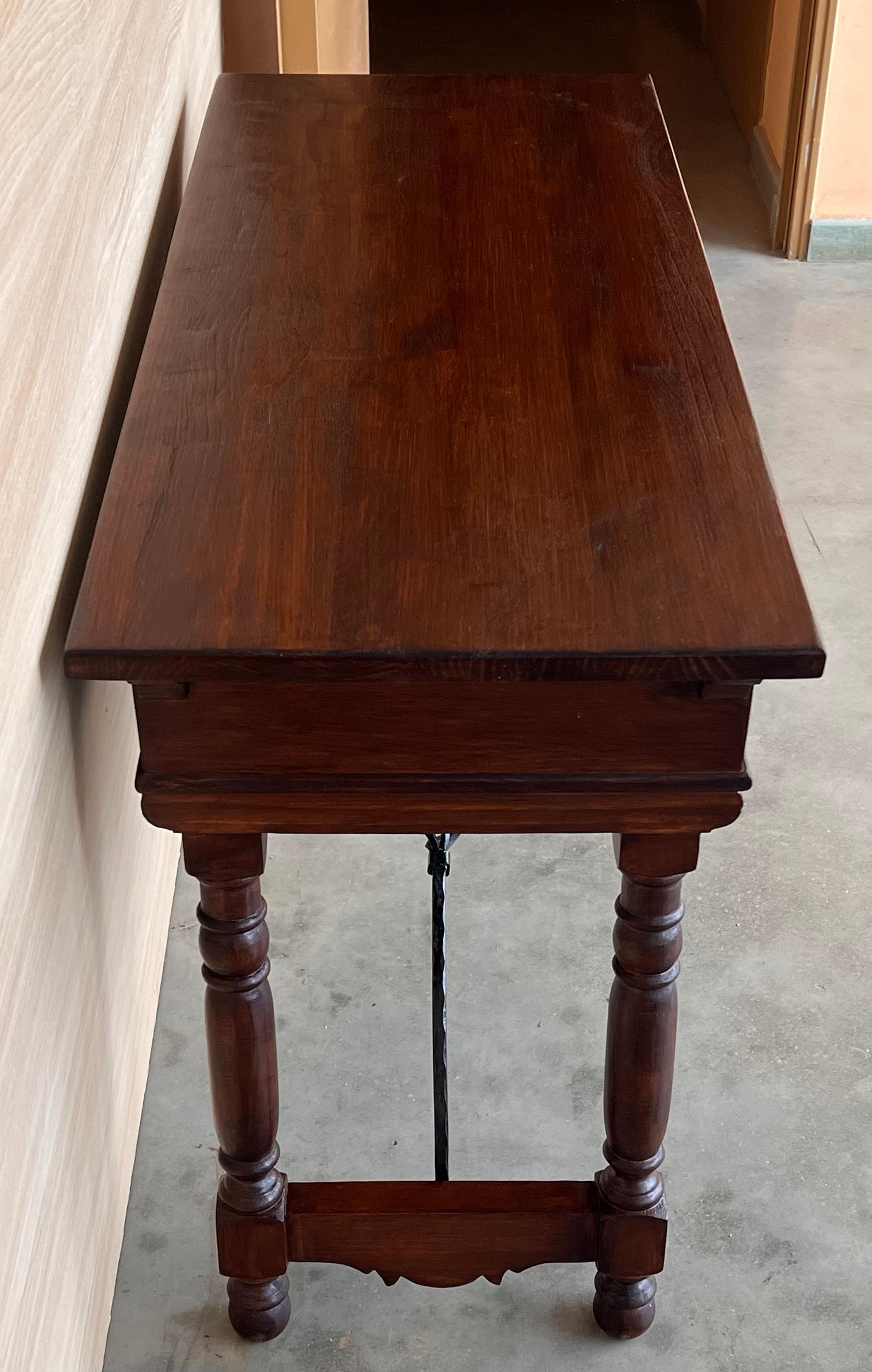 20th Century Solid Walnut Baroque Lyre-Leg Trestle Refectory Desk Writing Table For Sale 11