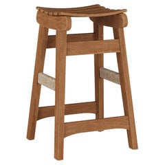 Taburete de mostrador mexicano modernista de Michael van Beuren en aceite negro y cuero