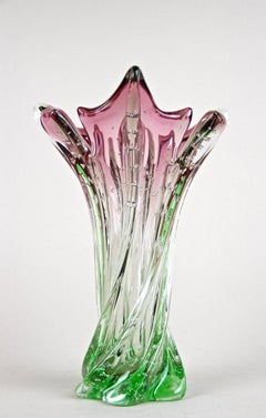 20th Century Sommerso Murano Glass Vase - Pink/ Green, Italy, circa 1960/70