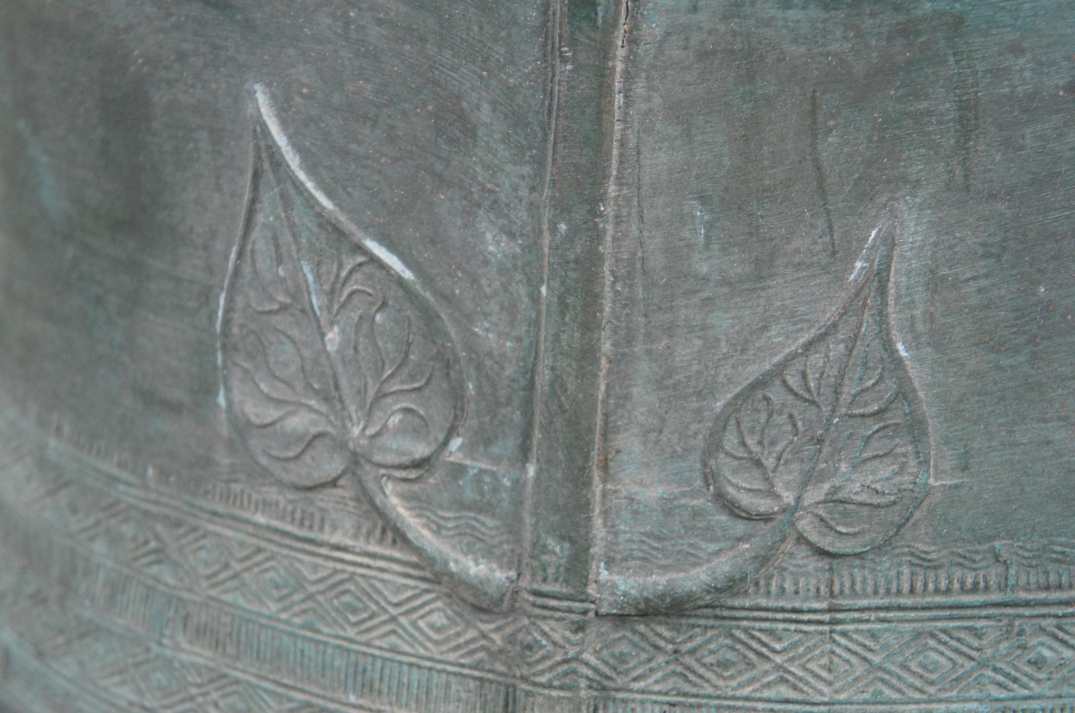 20th Century Southeast Asian Burmese Bronze Rain Drum Cocktail Table Green 7