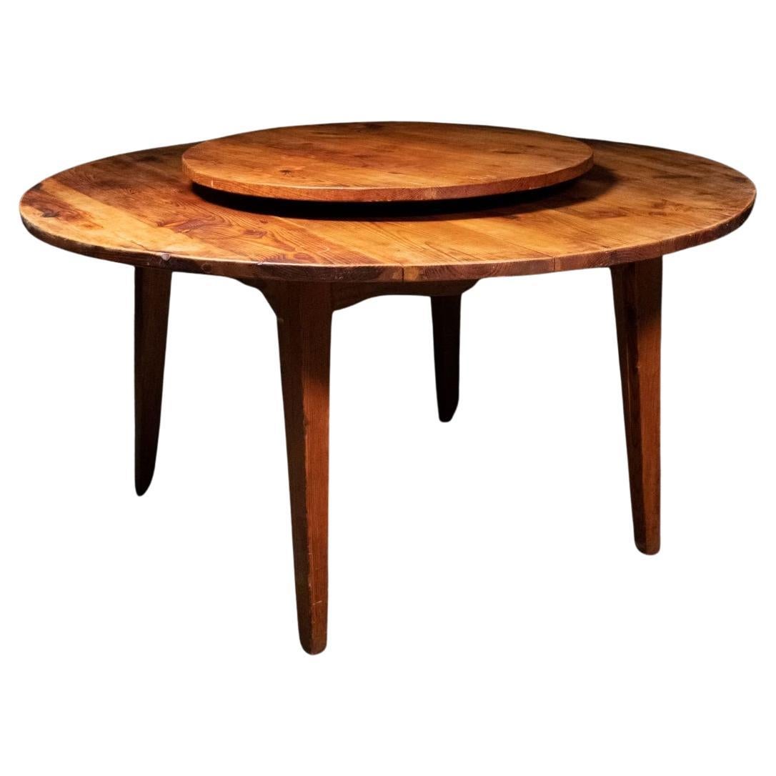 20th Century Southern Pine Table with Lazy Susan  For Sale