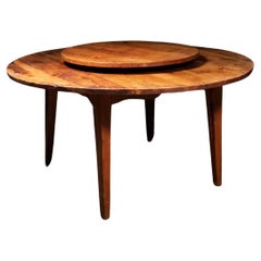 Antique 20th Century Southern Pine Table with Lazy Susan 