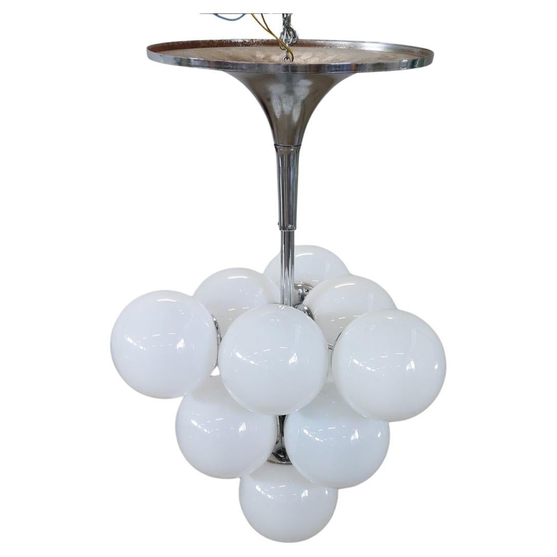 Lampadario in vetro e cromo Space AGE del XX secolo, anni '60