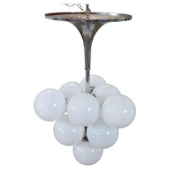 Lampadario in vetro e cromo Space AGE del XX secolo, anni '60