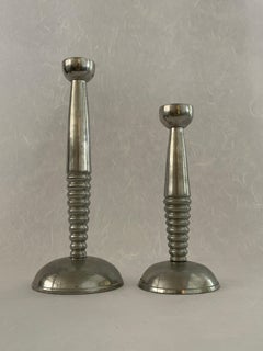 20th Century Space Age Silver Candle Stick Holders