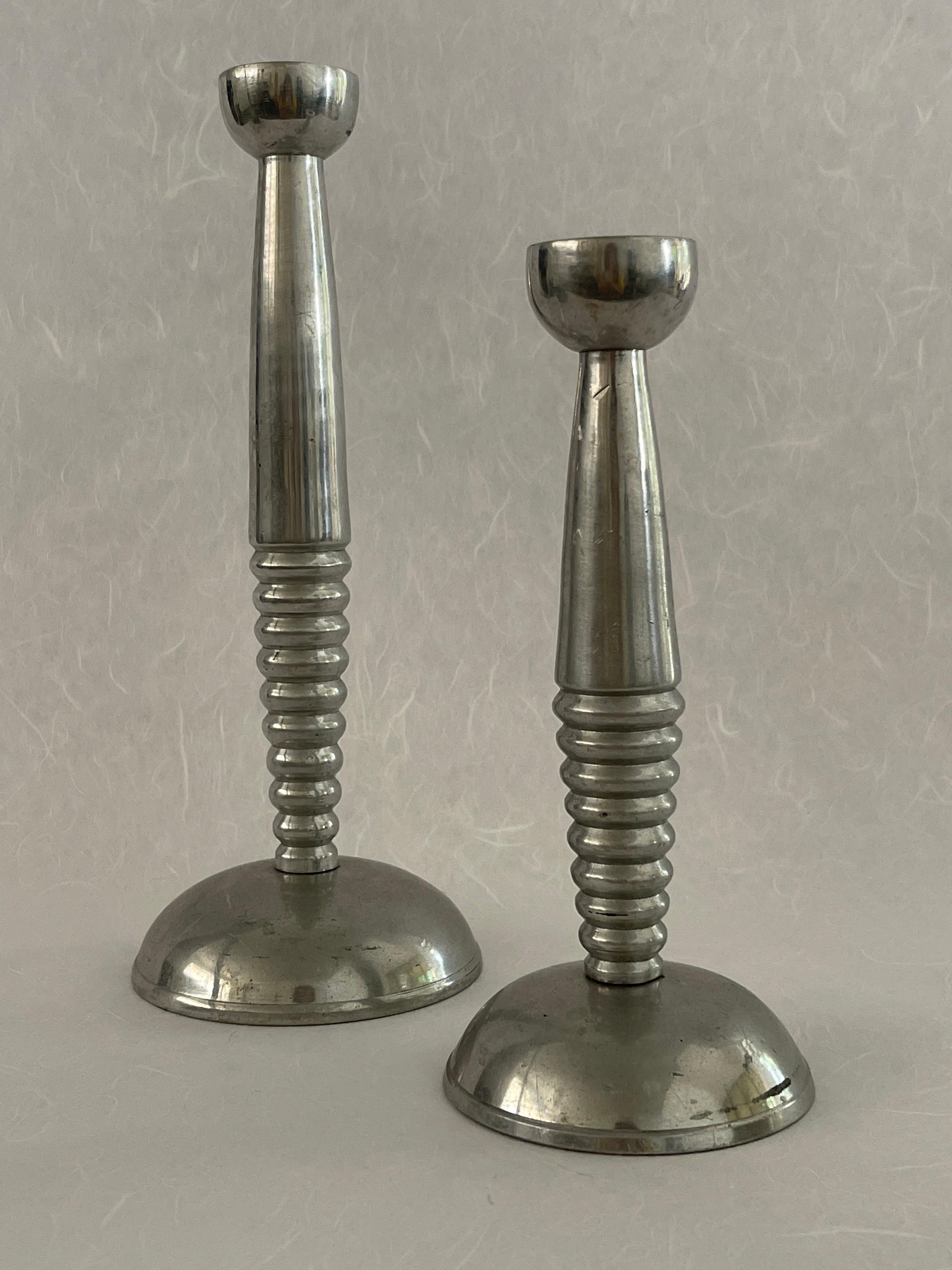 20th Century Space Age Silver Candle Stick Holders  For Sale 2