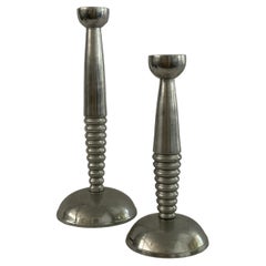 20th Century Space Age Silver Candle Stick Holders