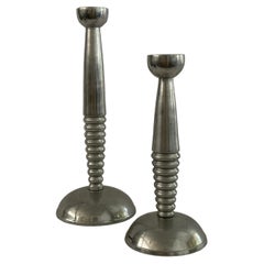 20th Century Space Age Silver Candle Stick Holders 