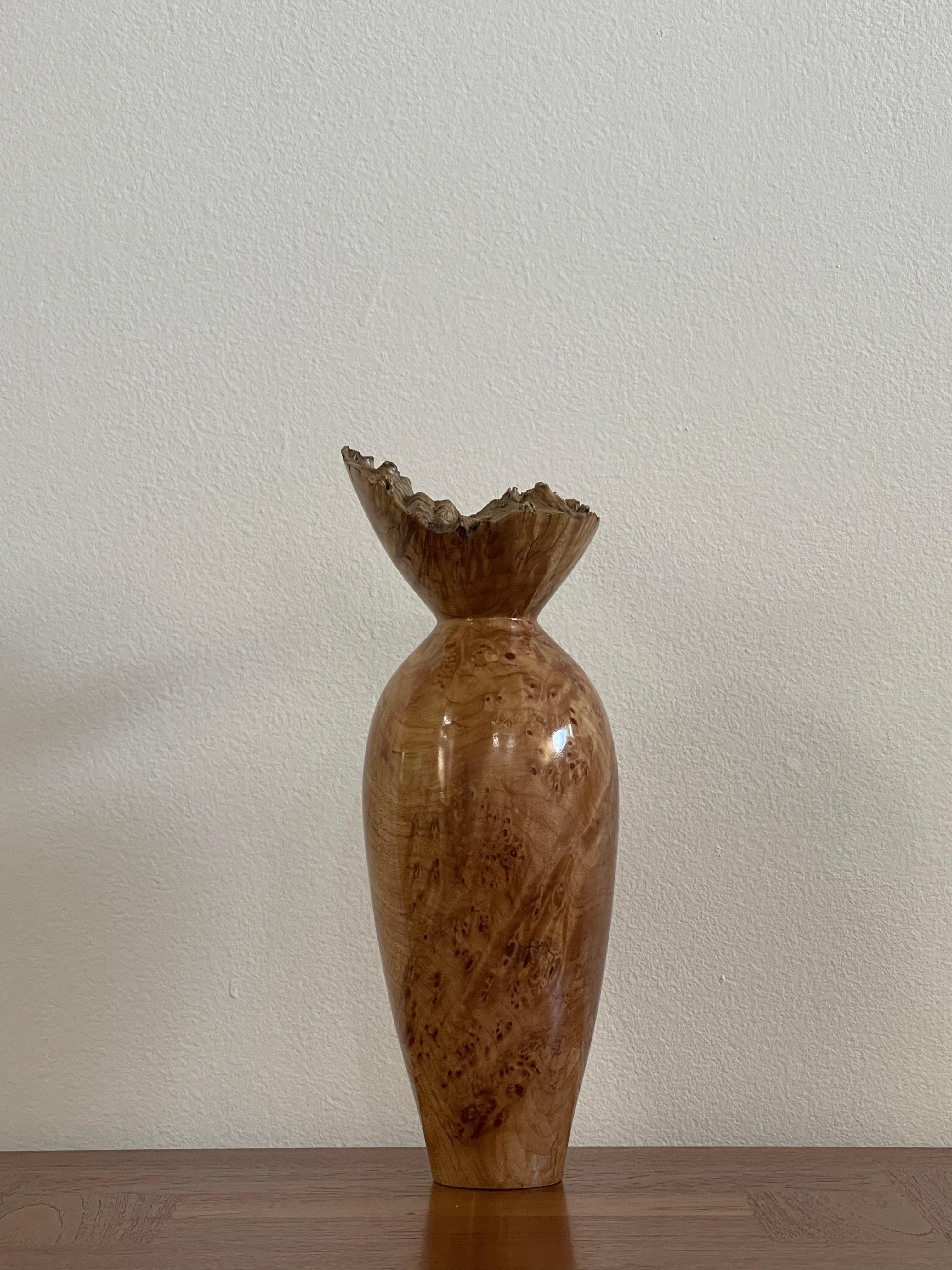 American Classical 20th Century Spalted Maple Burlwood Vase by John Mascoll For Sale