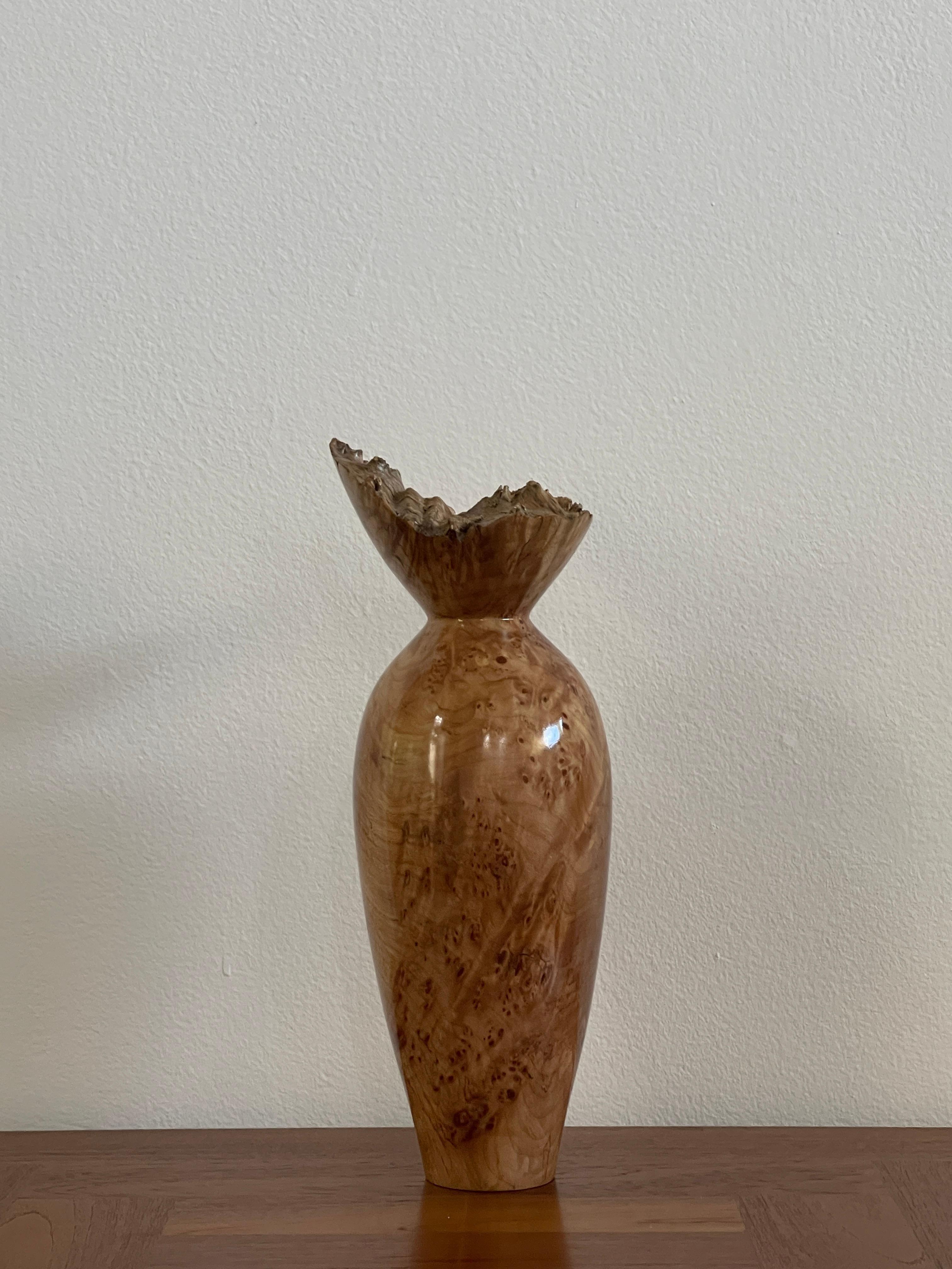 American 20th Century Spalted Maple Burlwood Vase by John Mascoll For Sale