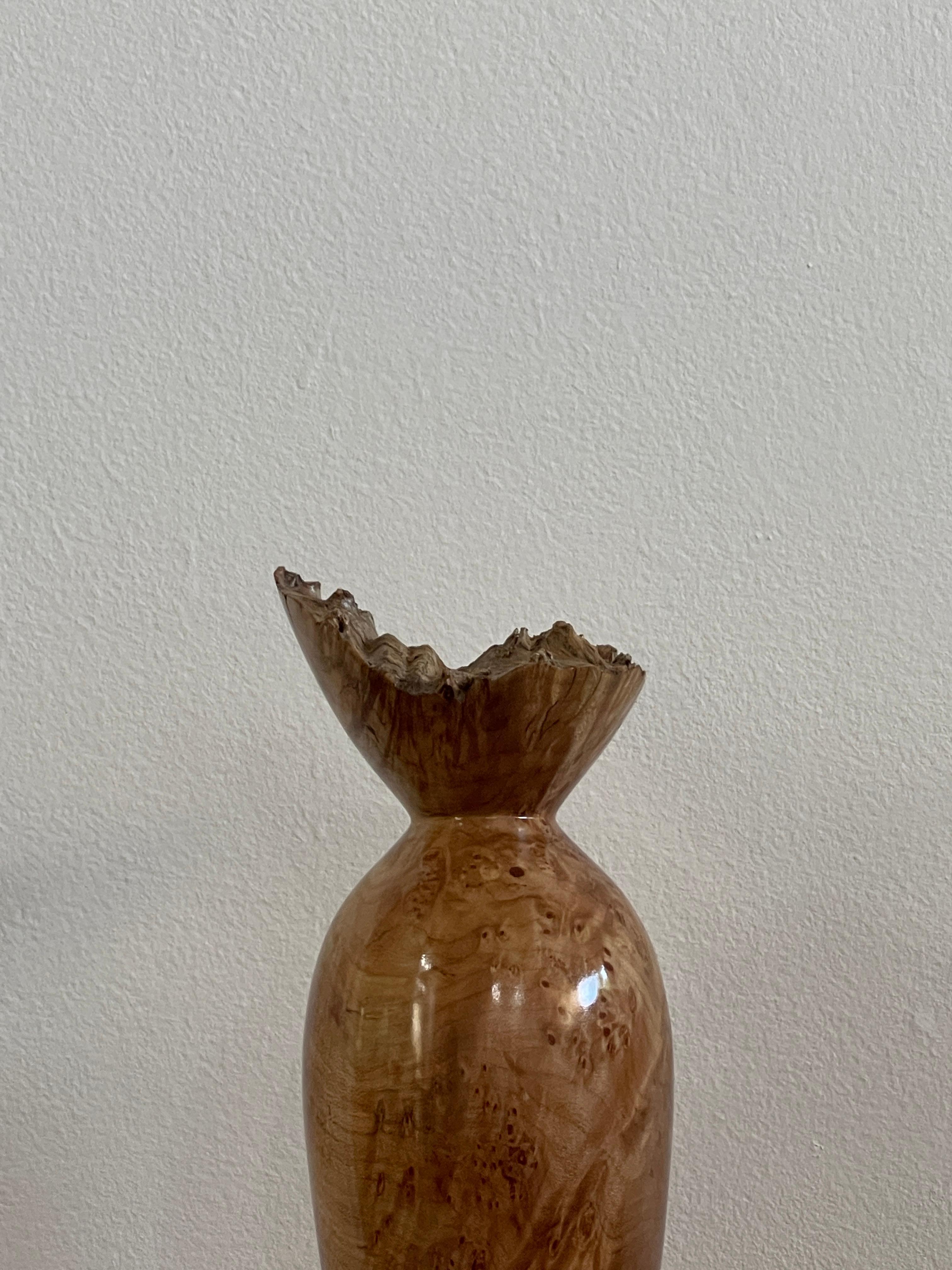 Hand-Crafted 20th Century Spalted Maple Burlwood Vase by John Mascoll For Sale