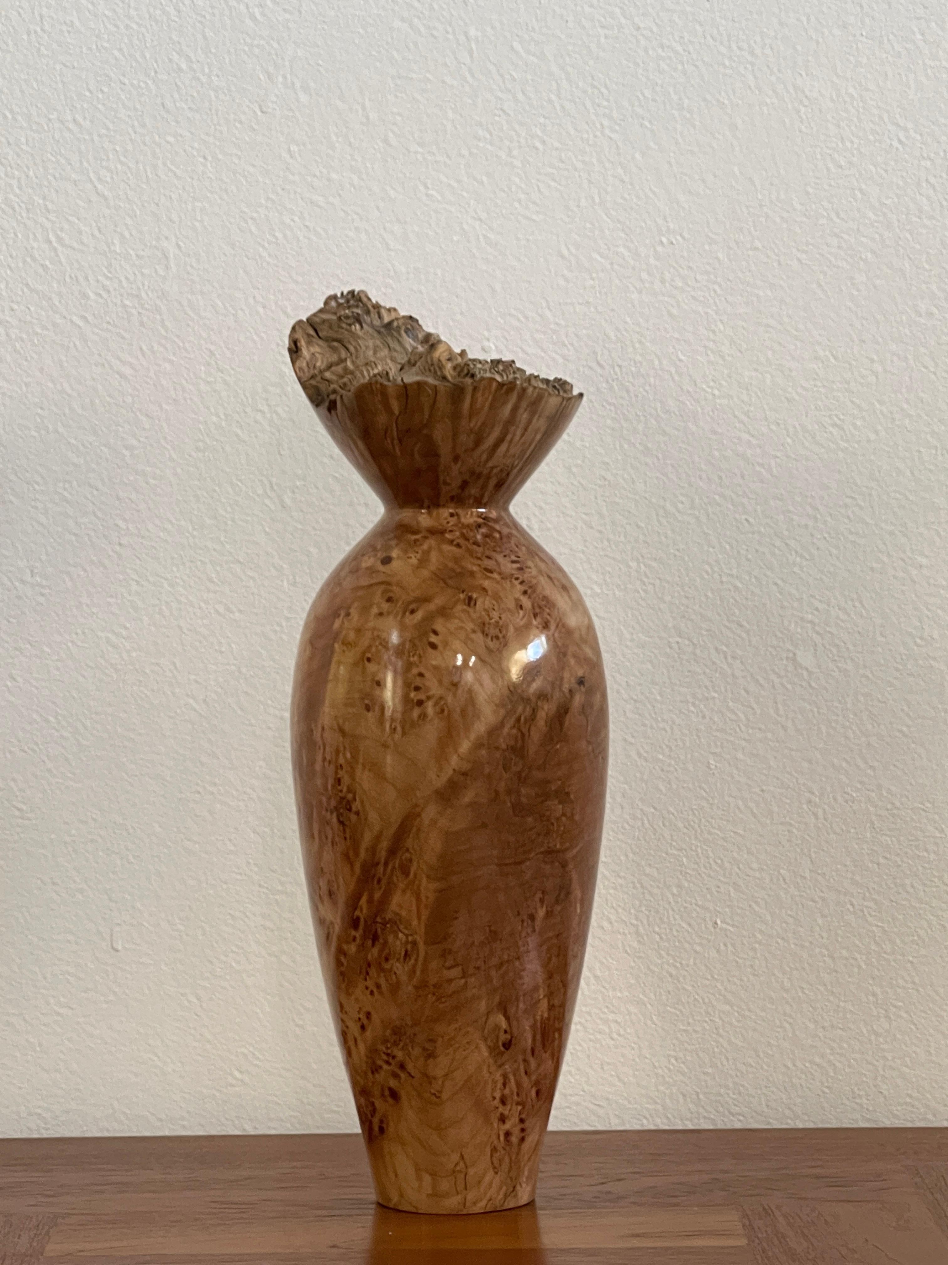 20th Century Spalted Maple Burlwood Vase by John Mascoll For Sale 2