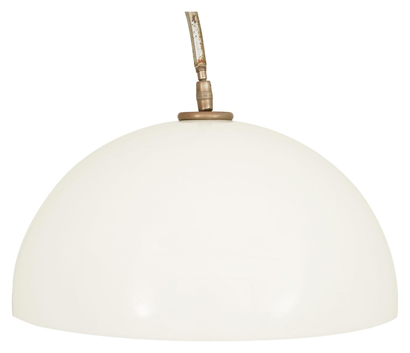 Mid-Century Modern 20th Century Spanish Arc Floor Lamp with White Plastic Dome Shade